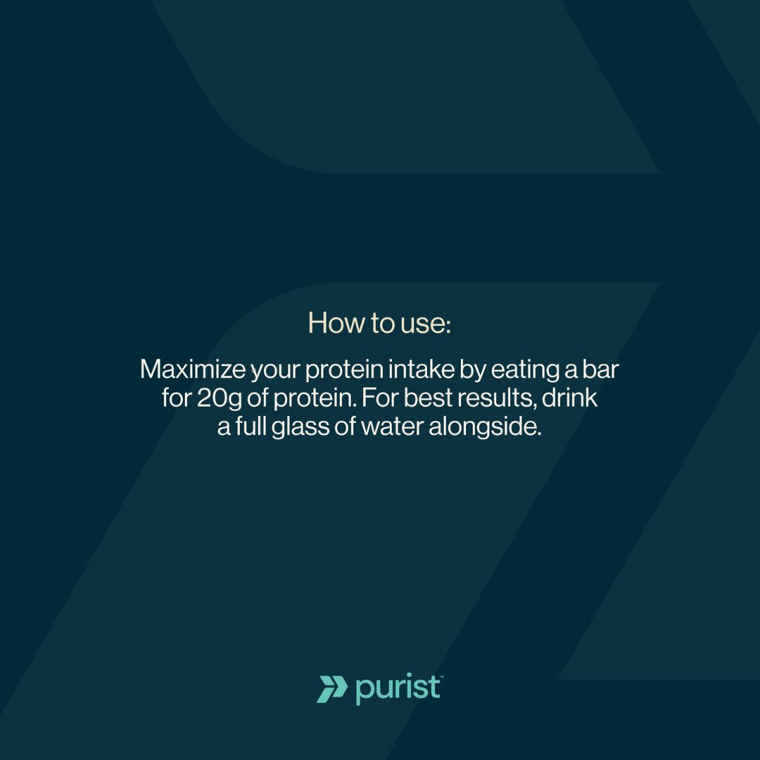 How To use: Maximize your protein intake by eating a bar for 20g of protein. For best results, drink a full glass of water alongside.